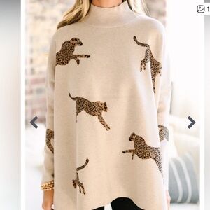 Entro Tan Sweater with Leopard Design